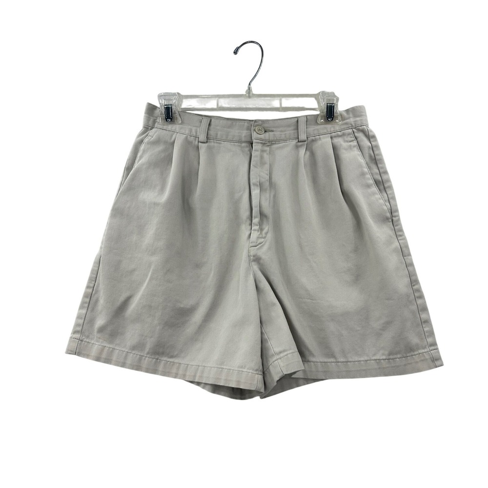 Dockers Classic Khakis Shorts Womens 10 Beige Excellent Pleated High Rise Cotton